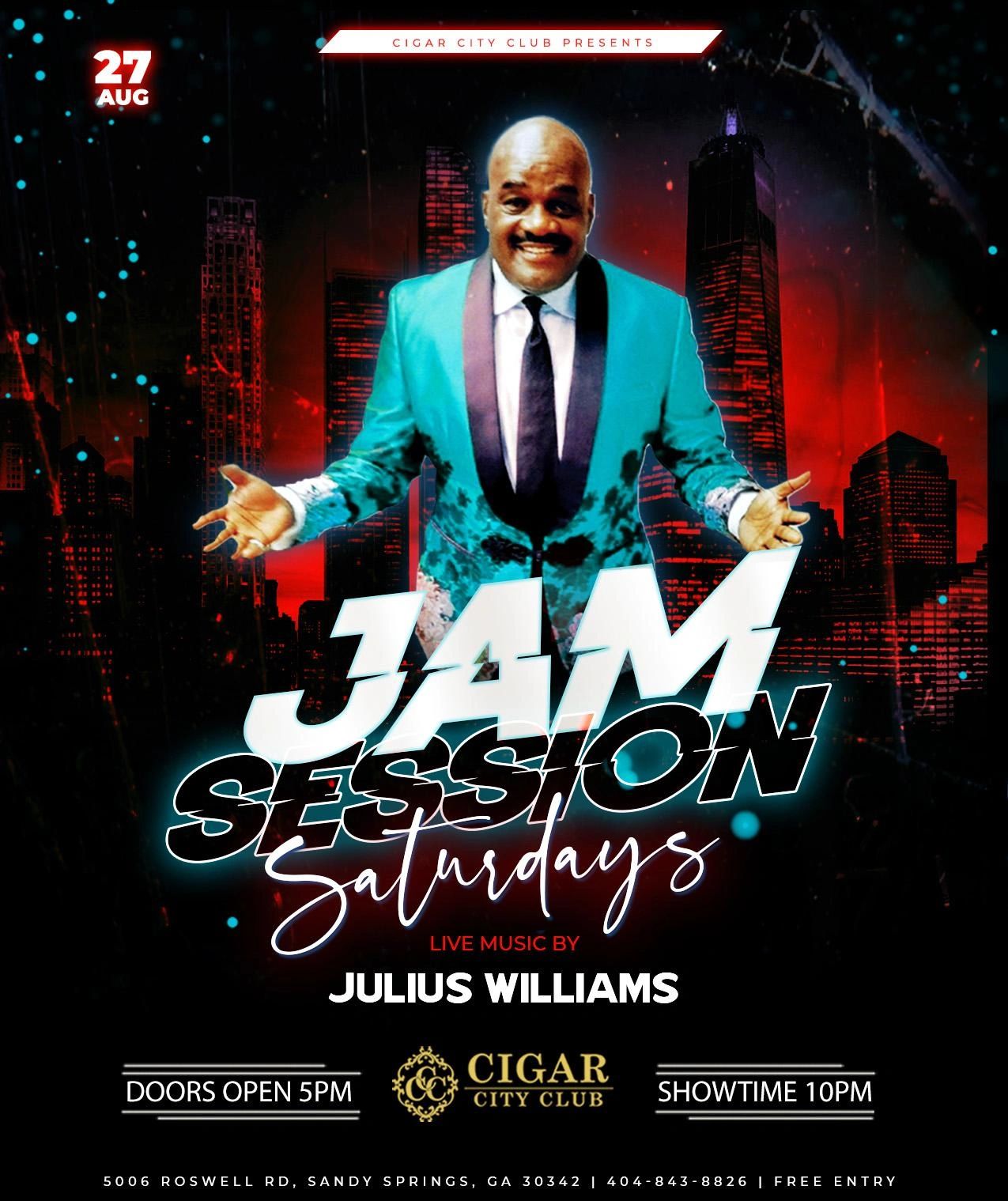 Cigar City Club Jam Session Saturdays Julius Williams poster