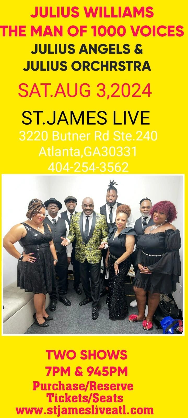Julius Williams Julius Angels and Orchestra at St. James Live August 2024 poster